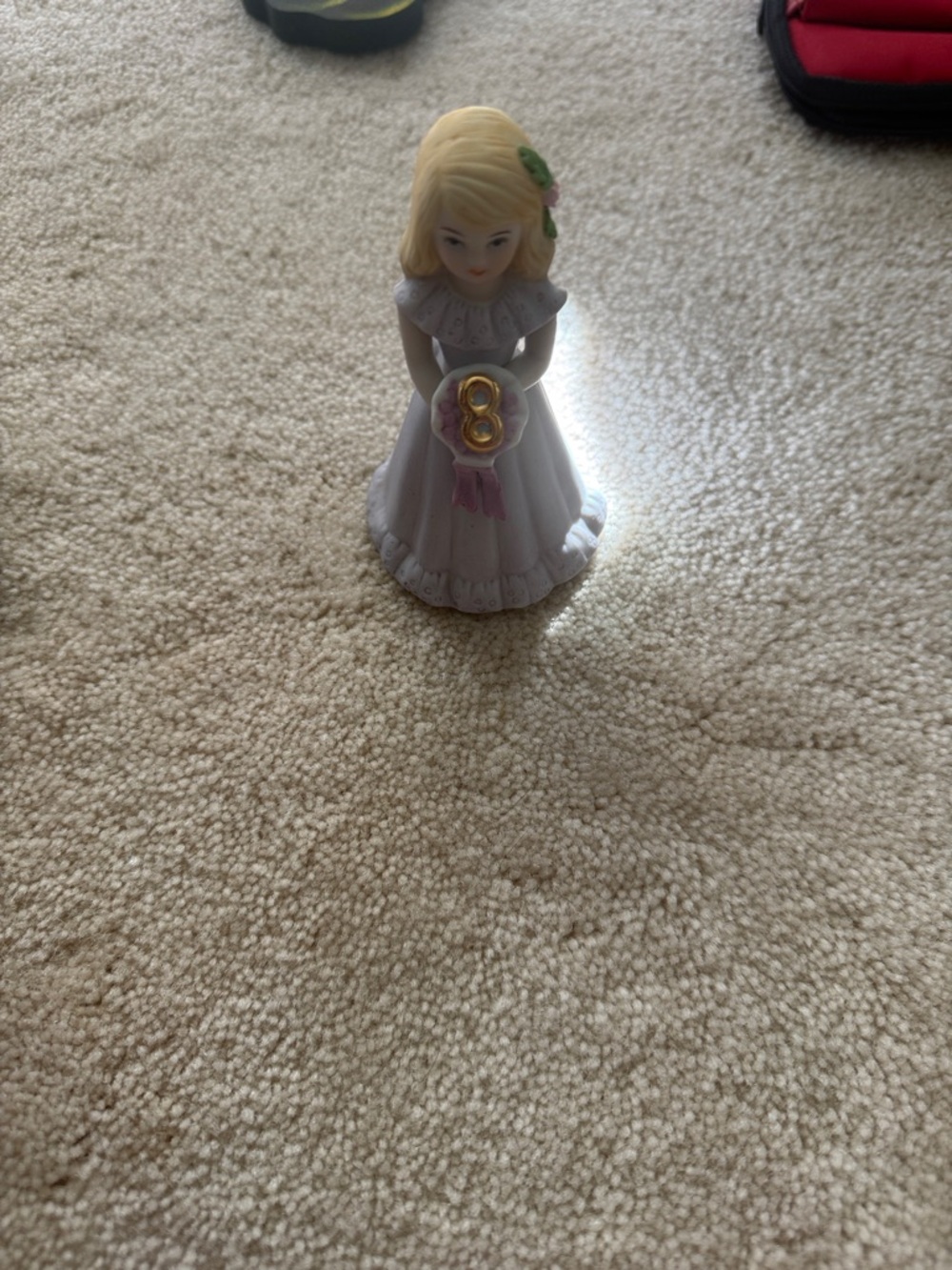 Classic Ceramic Girl Figurine Toy - White Dress with Blonde Hair